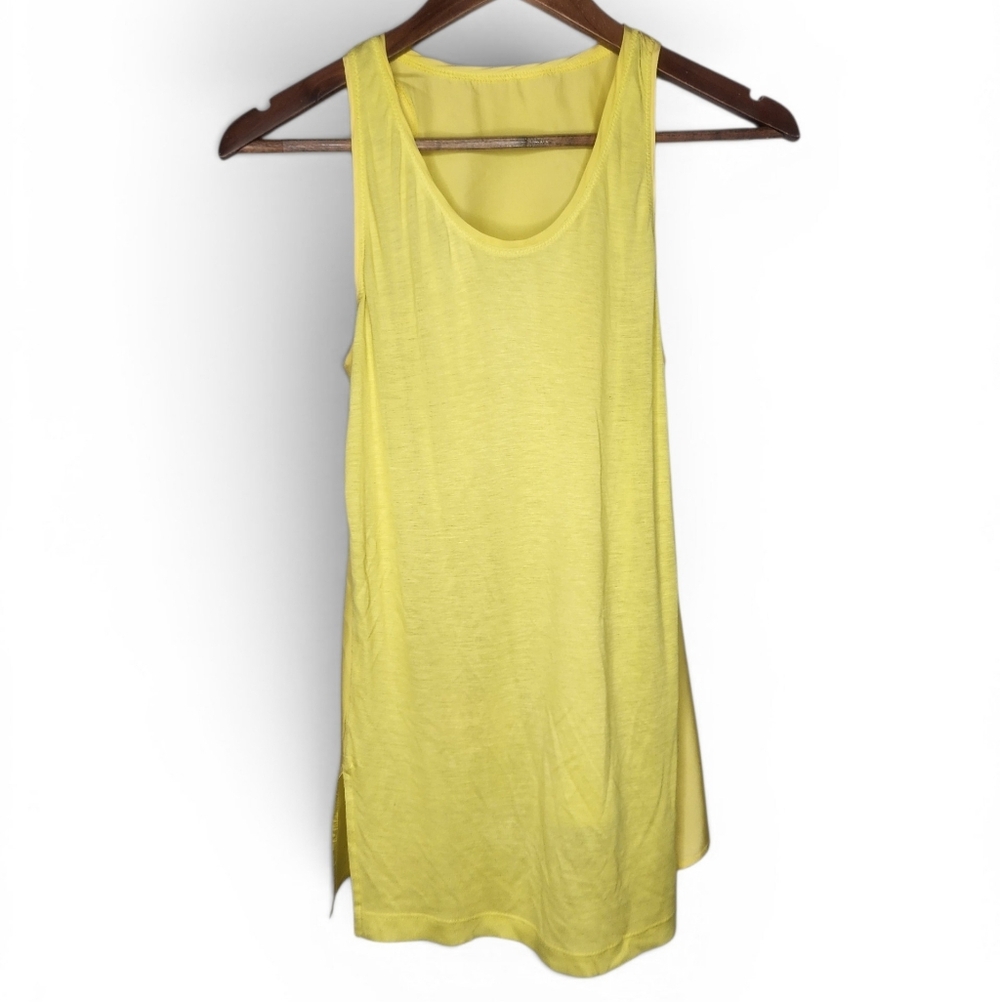 Brochu Walker Mixed Media Viscose Silk Tank Top in Chartreuse Size XS